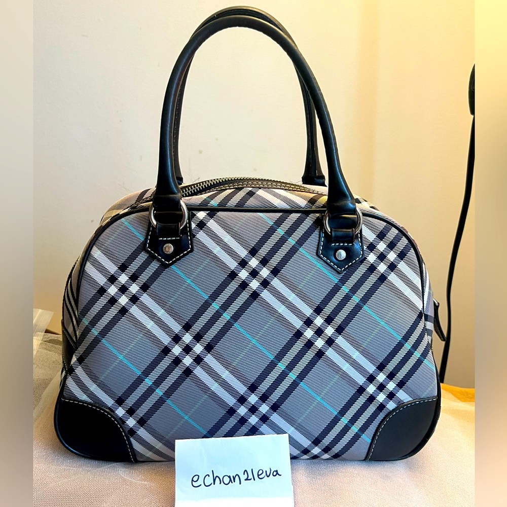 ☆Made in JAPAN☆】Auth Burberry Blue Label Boston Bag Nova Check Blue check
